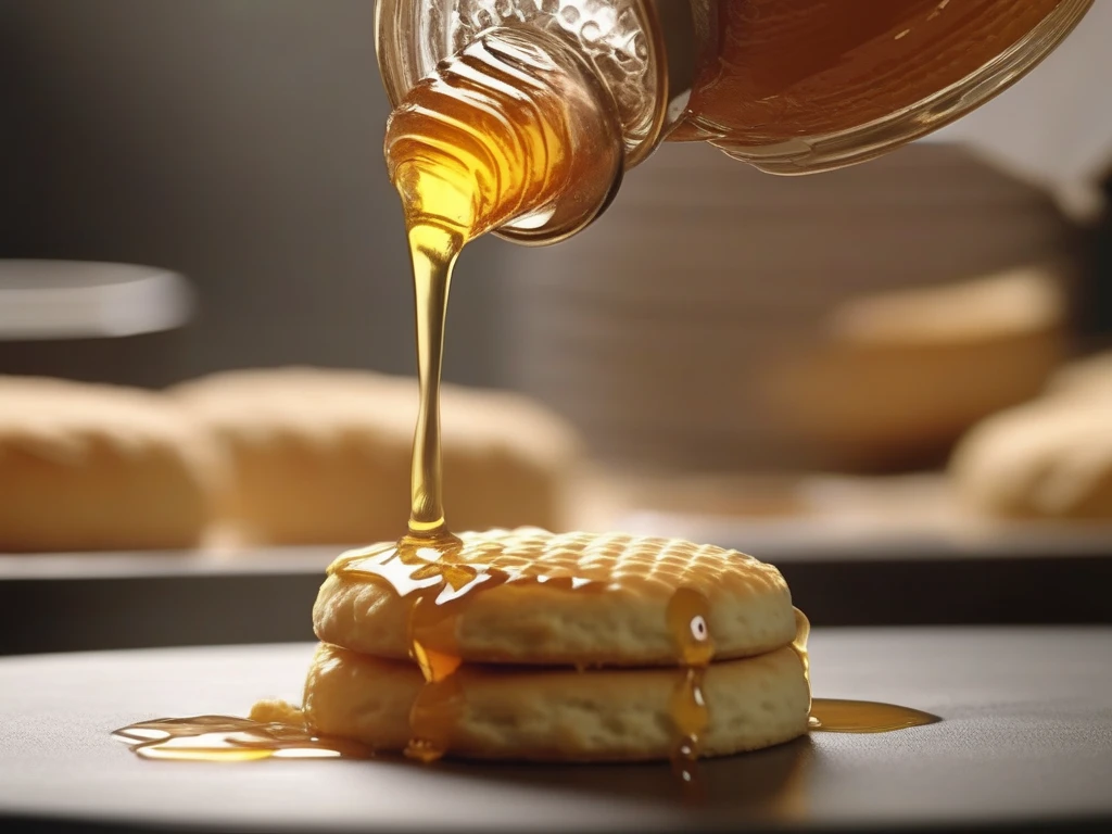 Light golden clover honey drizzled onto warm biscuit