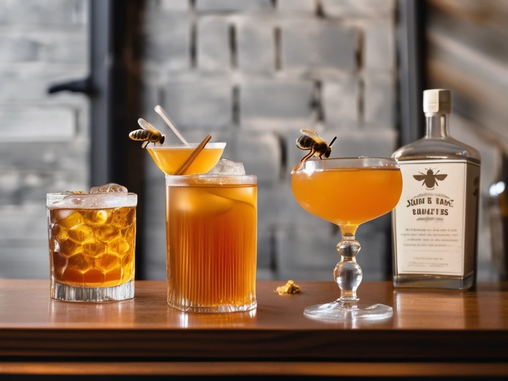 Three different honey cocktails in a row