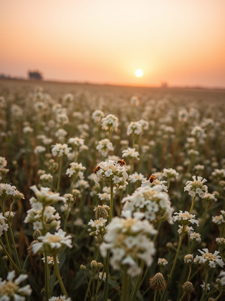 Buckwheat flowers where bees collect nectar