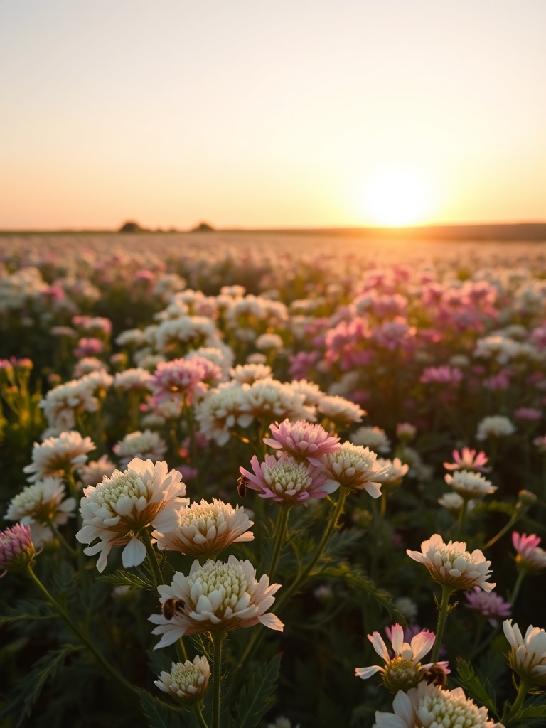 Clover flowers where bees collect nectar