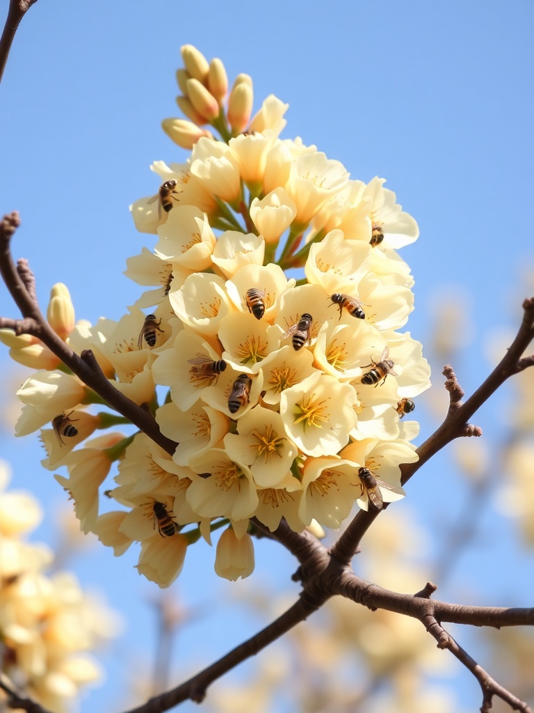 Eucalyptus flowers where bees collect nectar