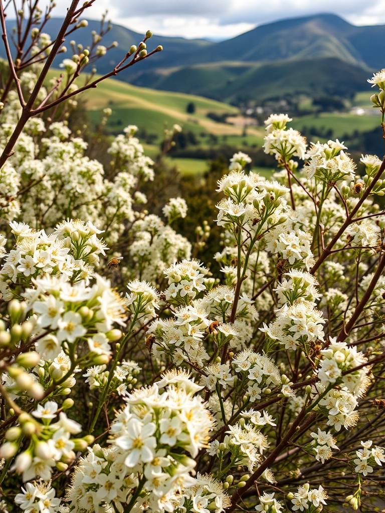 Manuka flowers where bees collect nectar