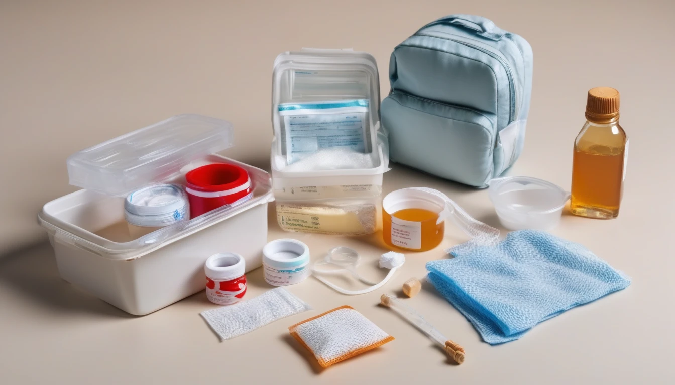 First aid kit with medical honey and sterile supplies