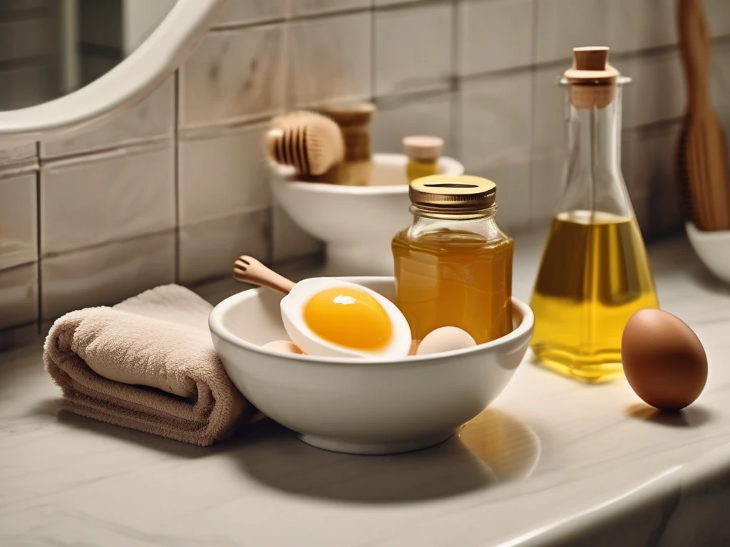 Honey hair mask ingredients being mixed in bowl