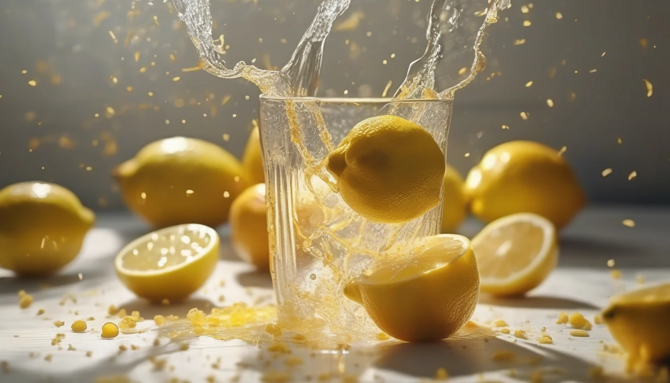 Fresh lemons and golden honey in bright sunlit kitchen
