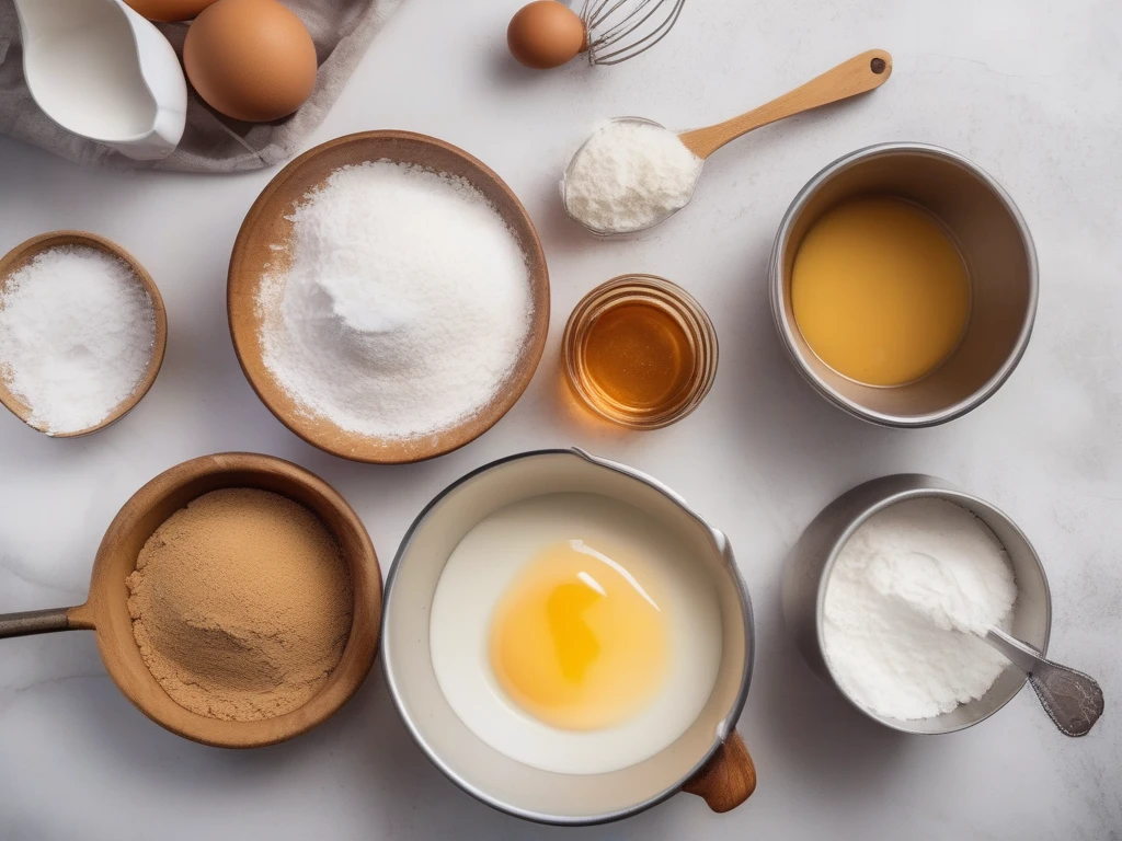 Baking scene with honey and coconut sugar as alternatives