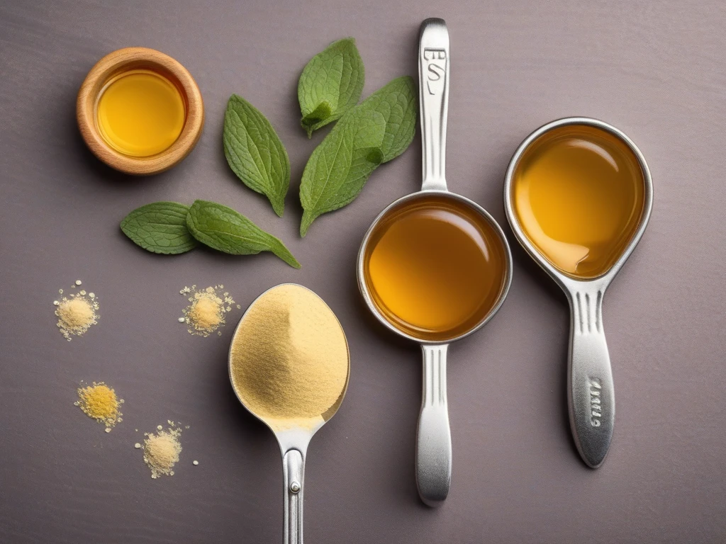 Measuring spoons comparing honey and stevia portions