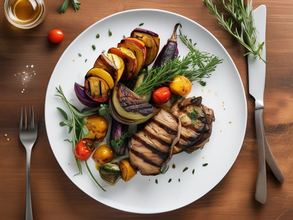 Whole30 meal with honey-glazed roasted vegetables and protein