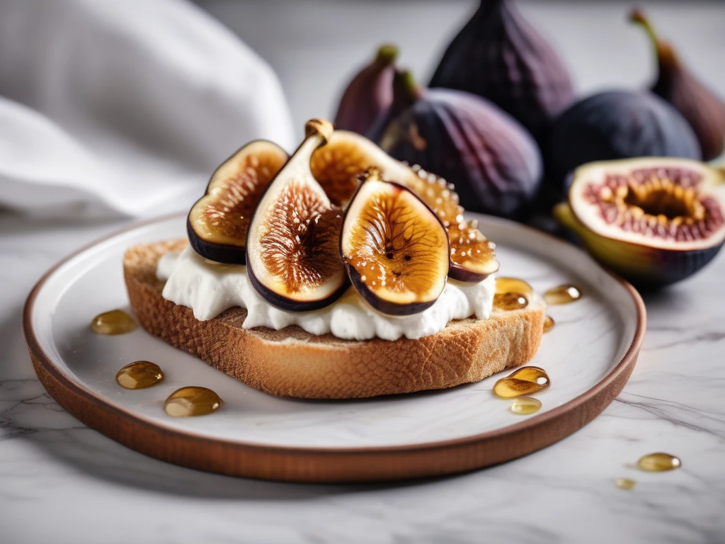Raw honeycomb on sourdough toast with ricotta and figs